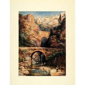   Ronda Spain Roman Bridge Architecture Landscape   Original Color Print