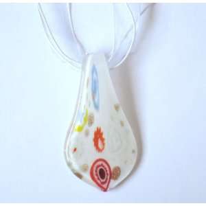    Murano Lampwork Glass Leaf Beads Pendant Necklace 