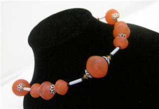   , Lucite, chunky, translucent orange, white & black, necklace  
