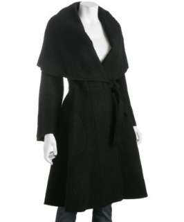 Norma Kamali black wool shawl collar wrap jacket   
