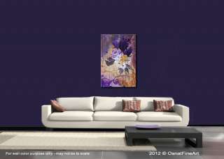 ORIGINAL abstract painting modern fine art purple lavender flowers by 