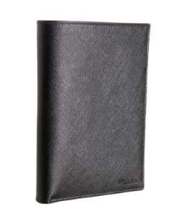 Prada black saffiano leather passport cover  
