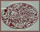 red white enamelware oval steak plate platter new picnics bbq