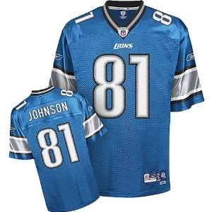   Johnson #81 Detroit Lions (LG) Reebok Onfield Authentic Blue Jersey