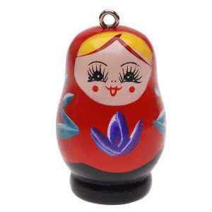  Painted Wood Matryoshka Russian Nesting Doll Style Pendant 