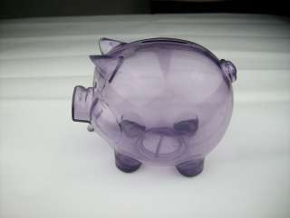   Plastic Coin Pig Piggy Money Bank Purple With Stopper  