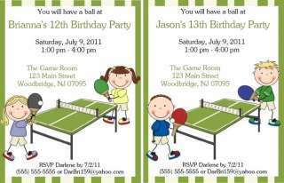 Ping Pong Invitations/Birthday Party Supplies/Boy Girl  