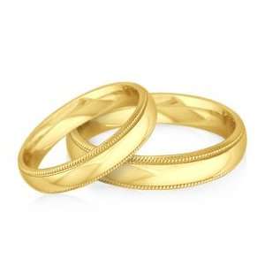   Yellow Gold Milgrain Edge Mens Wedding Band Paris Jewelry Jewelry