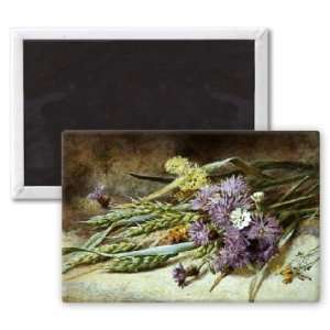 com Green Wheat and Wild Flowers (w/c on paper)    3x2 inch Fridge 