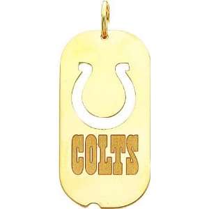  14K Gold NFL Indianapolis Colts Logo Dog Tag Charm: Sports 