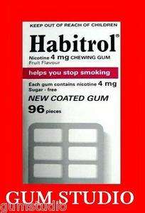 Habitrol Nicotine Gum 2 Box 4mg FRUIT 192 Pieces Fresh  