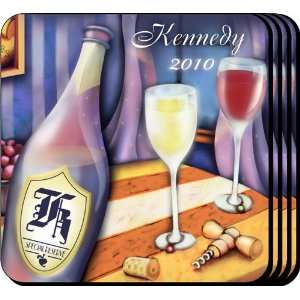 Wine Painting Personalized Coaster Set:  Kitchen & Dining
