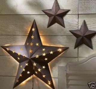 pc Large Rustic Metal Lighted Barn Star Set 19.5 New  