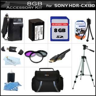 8GB Accessory Kit For Sony HDR CX130 Handycam Camcorder  