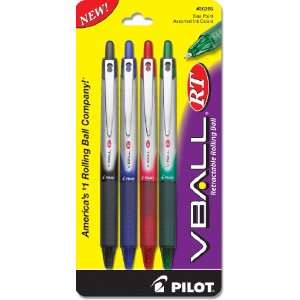 Pilot Vball Retractable Rolling Ball Fine Point Pen, 4 pack, Black 