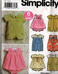 Simplicity 5115 Sewing Pattern Babies Romper & Dress  