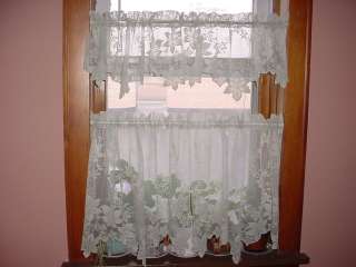 Sheer Lace Curtain Panels Floral Pattern # 3106 Light Green 