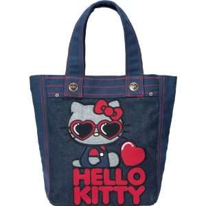    Hello Kitty Love Heart Denim Canvas Tote Bag 