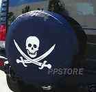 SPARE TIRE COVER 265/75R16 with Pirate Skull h3 black ds9206813p
