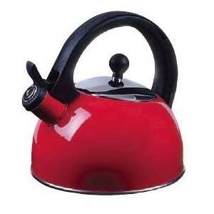   Stainless Steel 2 Qt Whistling Tea Kettle in Red: Kitchen & Dining