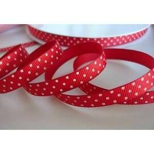   of 50 Yards Polka Dots Grosgrain 3/8 Ribbon (R79 01 roll) Red/white