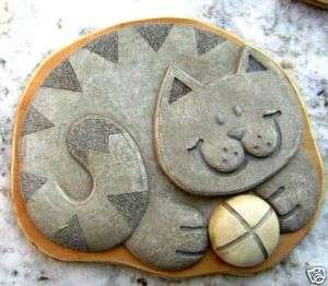 cat stepping stone concrete plaster mold mould  