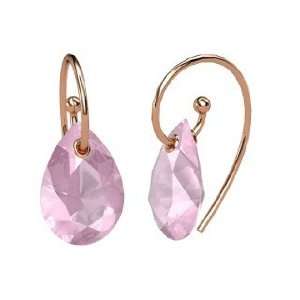    Monsoon Earrings, Pear Rose Quartz 14K Rose Gold Earrings Jewelry