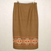 PENDLETON ORIGINALS Tan Indian Blanket Wool Skirt Misses 14 P  
