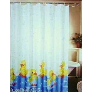  Ducks Fabric Shower Curtain Yellow Rubber Duck & Bubbles 