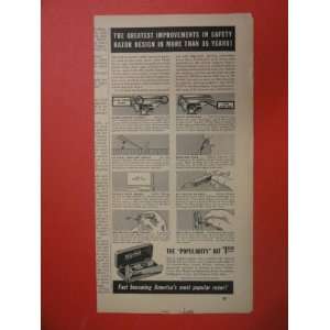 Schick injector razor, 1940 Print Ad (the greatest improvements in 