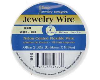 Darice 1999 12, BLACK Nylon Coated Flexible Jewelry Wire, 7 Strand, 0 
