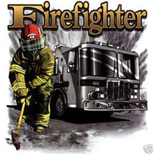 FIREFIGHTER TRUCK T SHIRT FIRE RESCUE AXE FIREFIGHTERS  