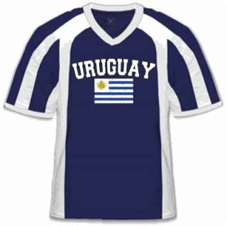 Uruguay Football Soccer Mens V Neck Ringer T Shirt Tee  