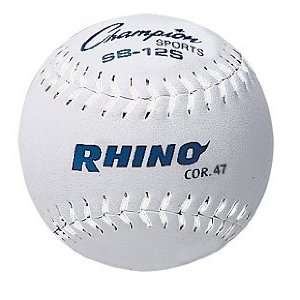 CHAMPION 12 Synthetic Leather Softballs WHITE/WHITE STITCH 12 (SOLD AS 