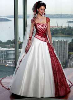New White/Red Wedding Dress /bridal gown SizeCustom  