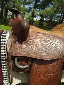 15 Seat Used/Vintage Tooled Leather, US Made, Western Saddle, #P804 