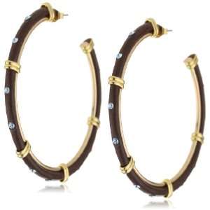   Ases Leather and Swarovski 14k Gold Filled Hoop Earrings Jewelry