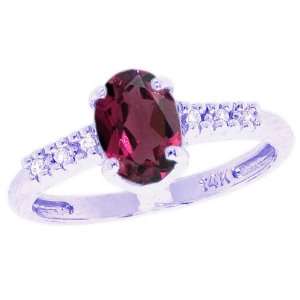  White Gold Sweet Oval Gemstone and Diamond North South Promise Ring 