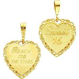  14K Gold Sweet 16 Heart Charm Jewelry