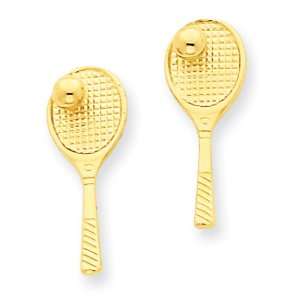  14k Tennis Racquet w/Ball Post Earrings Jewelry