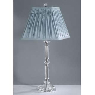 NEW 1 Light Table Lamp, Satin Nickel with Clear Crystal, Faux Silk 