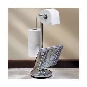  Chrome Plated Steel Standing Toilet Caddy Tissue Dispencer 