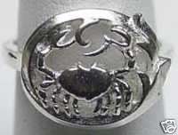 CANCER Zodiac Astrology sign Jewelry ring Silver Crab  