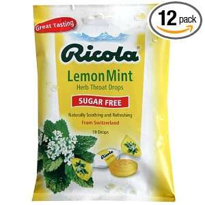Ricola Sugar Free Herb Throat Drops, Lemon Mint, 19 Count Bags (Pack 