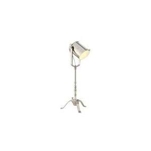 Thomas OBrien Library Tripod Candlestick Lamp in Polished Nickel with 