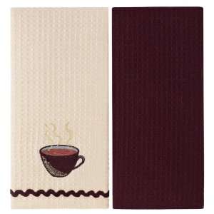  Embroidered Kitchen Towels by Cotton Craft   100% Pure Cotton Waffle 