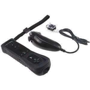 Black Built in Motion Plus Remote + Nunchuck Controller For Wii 