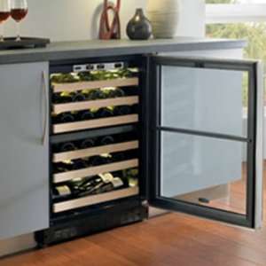   Dual Zone Wine Bottle Cellar Refrigerator with Right Hinge Black Frame