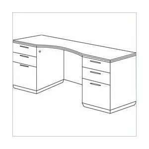   Wood Credenza Desk with Flat Ends (Flat Pack): Office Products